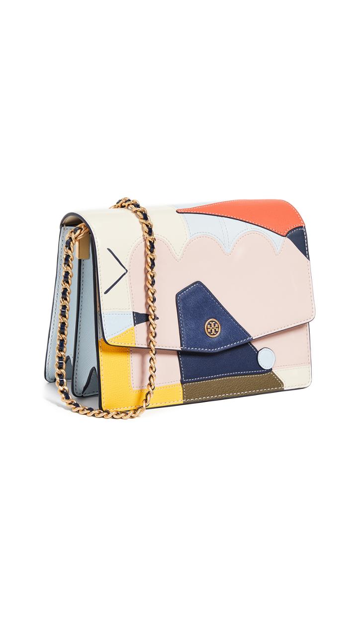 Tory Burch Robinson Mixed Material Convertible Shoulder Bag