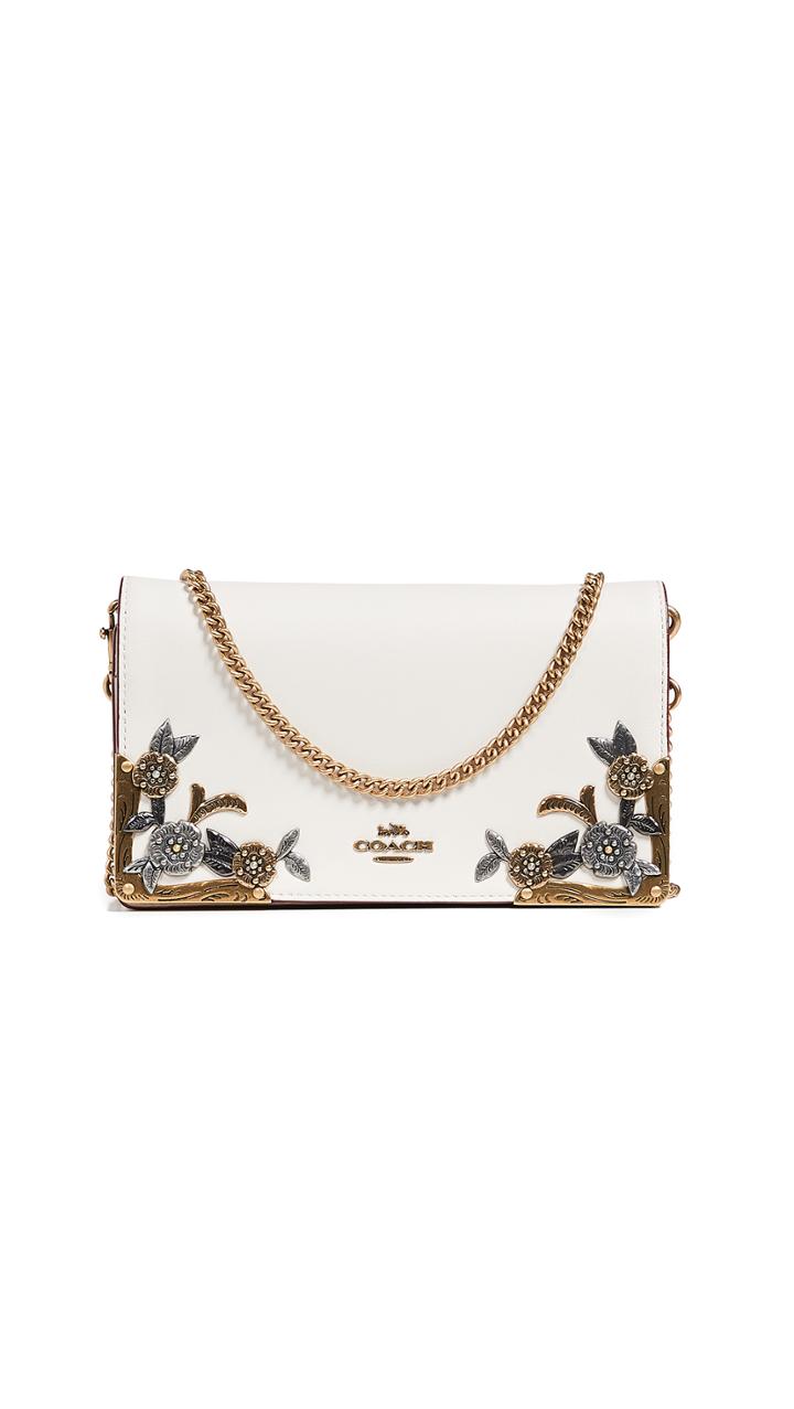 Coach 1941 Metal Tea Rose Fold Over Chain Clutch