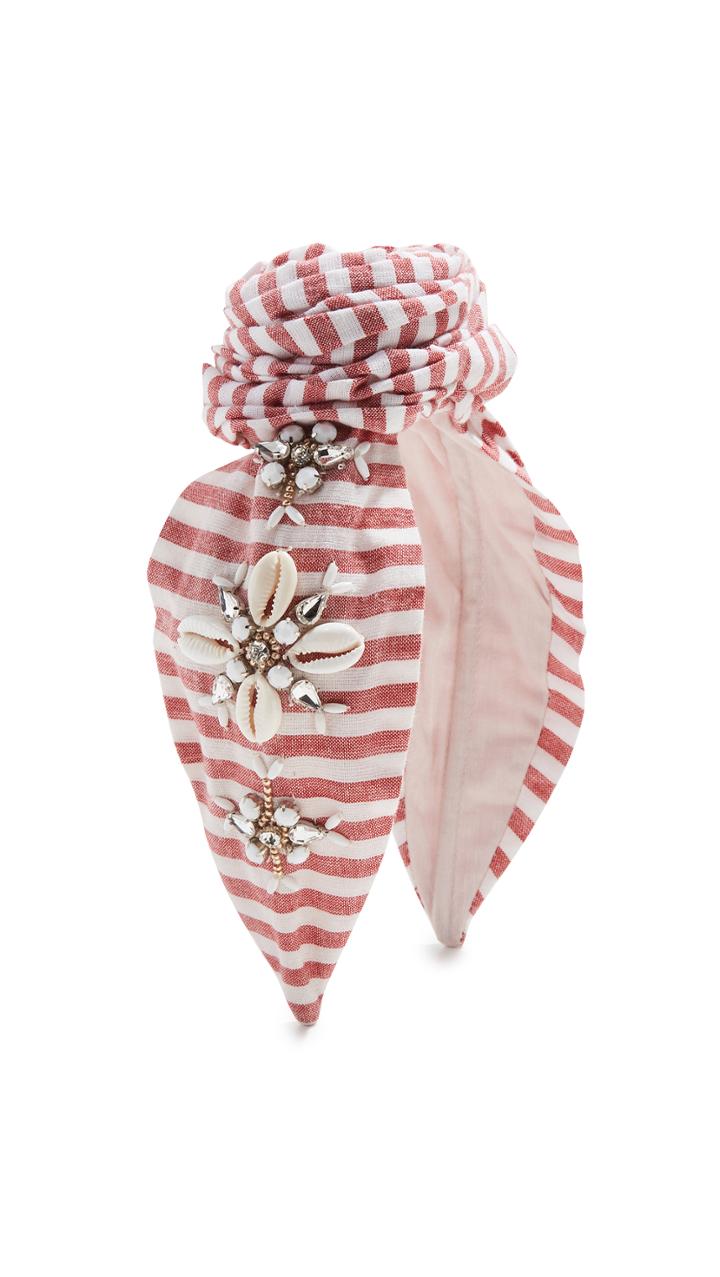 Namjosh Striped Shell Embellished Bun Headband