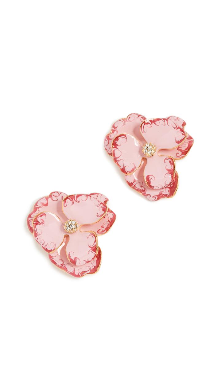 Kenneth Jay Lane Pink Flower Earrings