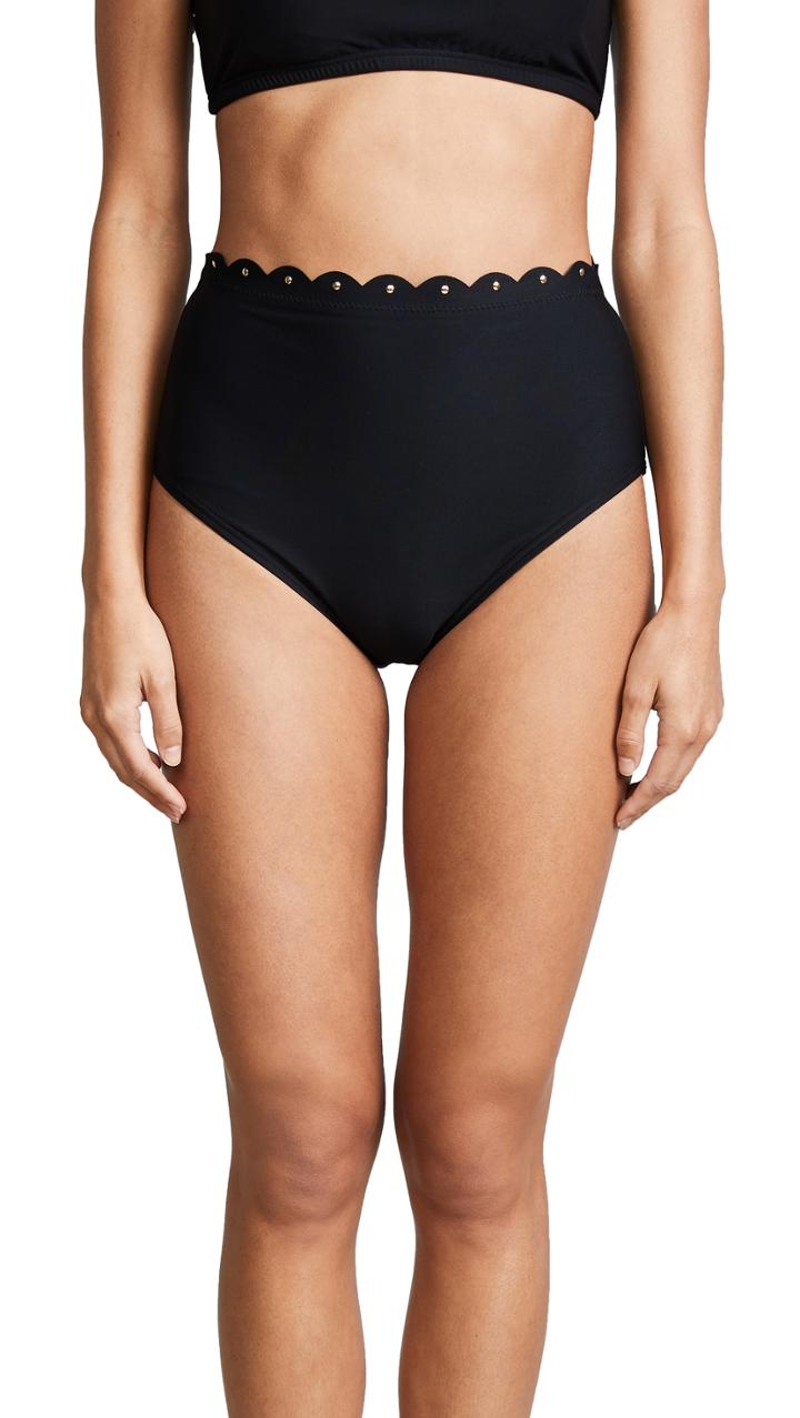 Kate Spade New York Morro Bay Scalloped High Waist Bikini Bottoms