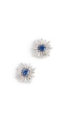 Suzanne Kalan 18k White Gold Blue Sapphire Diamond Earrings