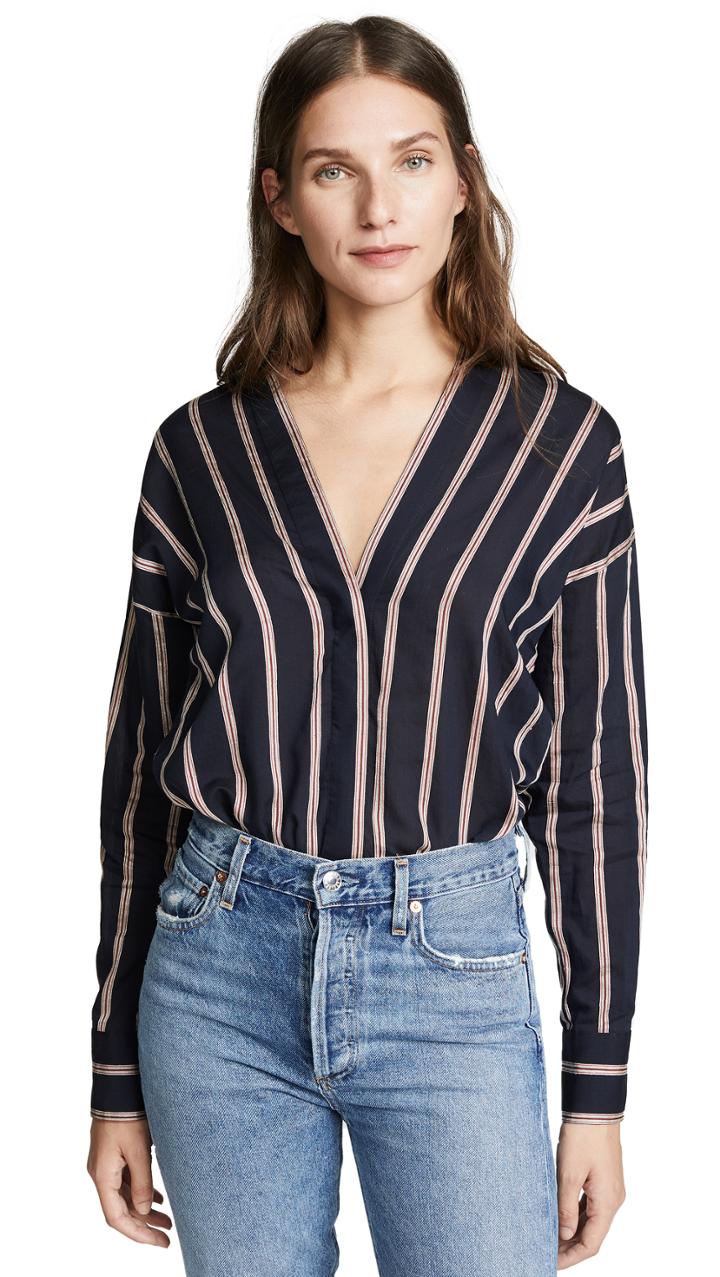 Vince Textured Stripe Blouse