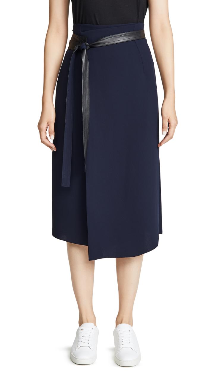 Vince Belted Wrap Skirt