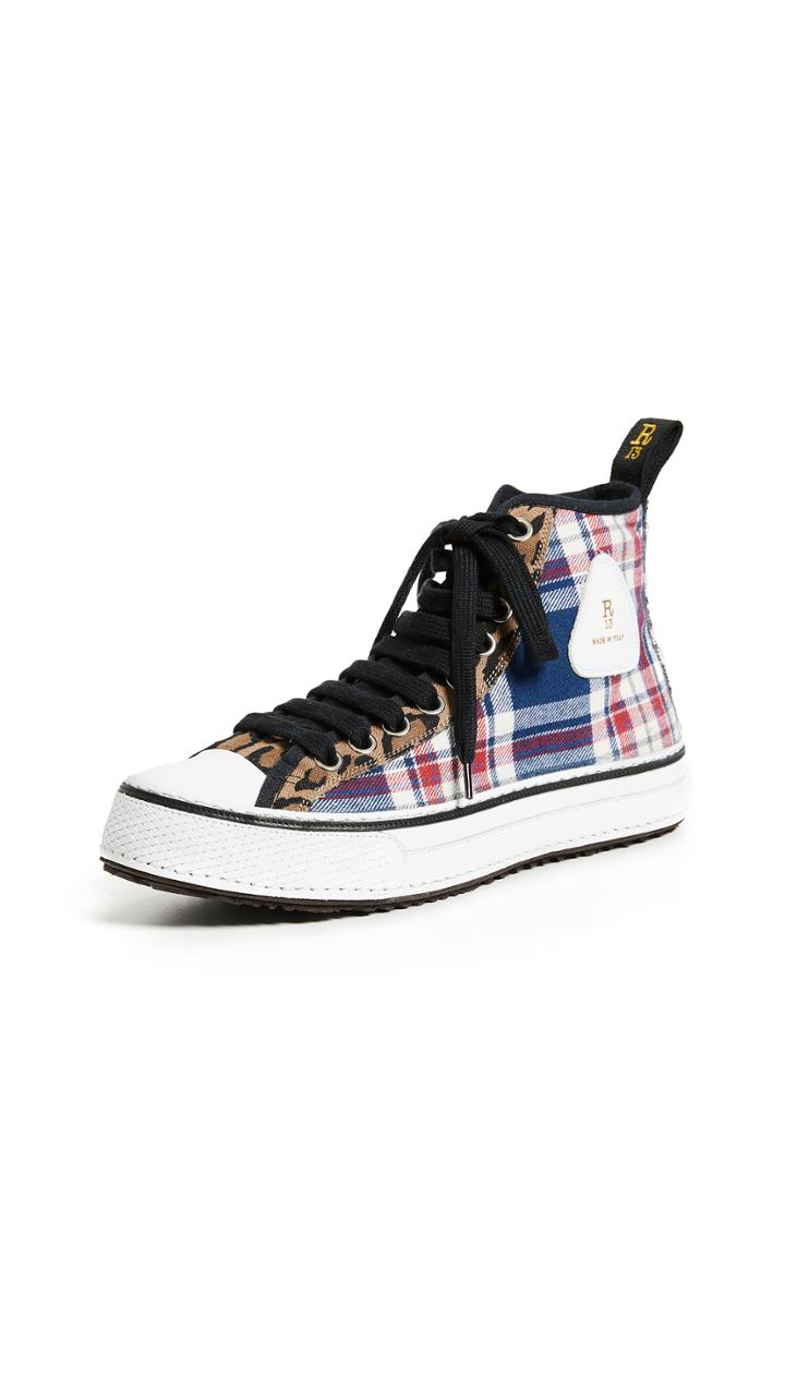 R13 High Top Cotton Sneakers