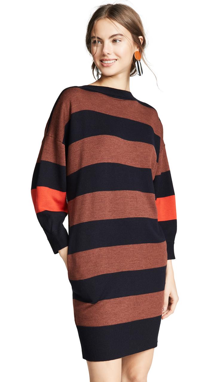 Victoria Victoria Beckham V Back Striped Dress