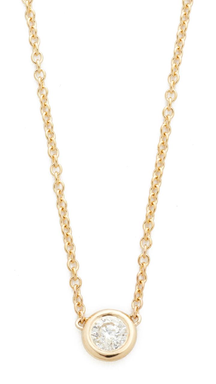 Zoe Chicco 14k Gold Bezel Diamond Short Pendant Necklace