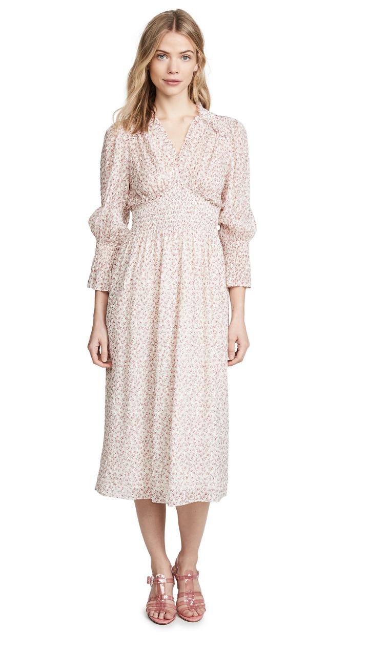 Rebecca Taylor Long Sleeve Francesca V Neck Dress