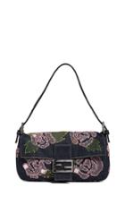 What Goes Around Comes Around Fendi Embroidered Denim Baguette