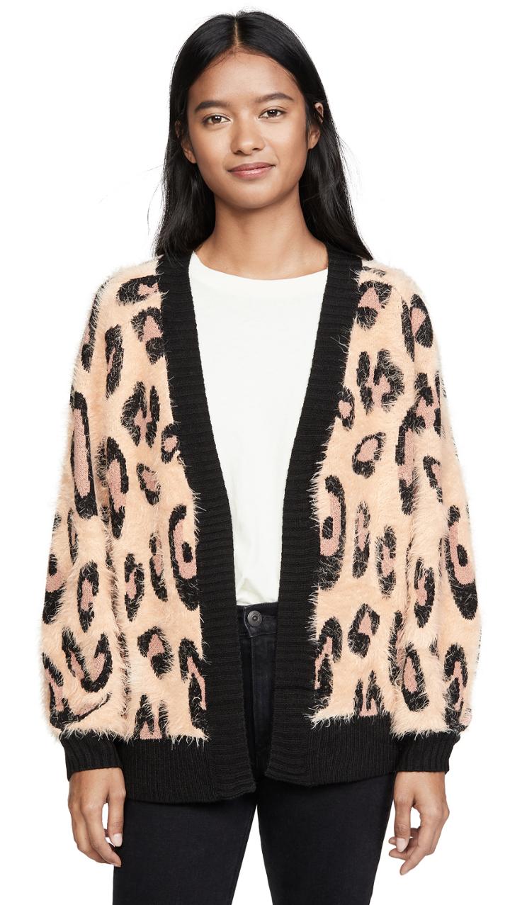 Minkpink Fluffy Leopard Cardigan