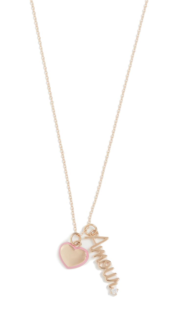 Alison Lou 14k Puffy Heart Amour Charm Necklace