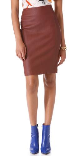 Diane Von Furstenberg Marta Leather Pencil Skirt