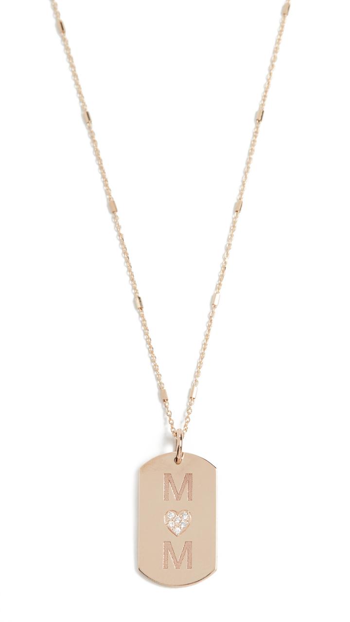 Zoe Chicco 14k Gold Small Dog Tag Engraved Necklace