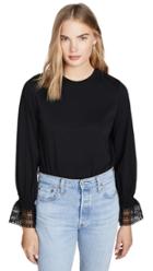 See By Chloe Long Sleeve Lace Detail Tee