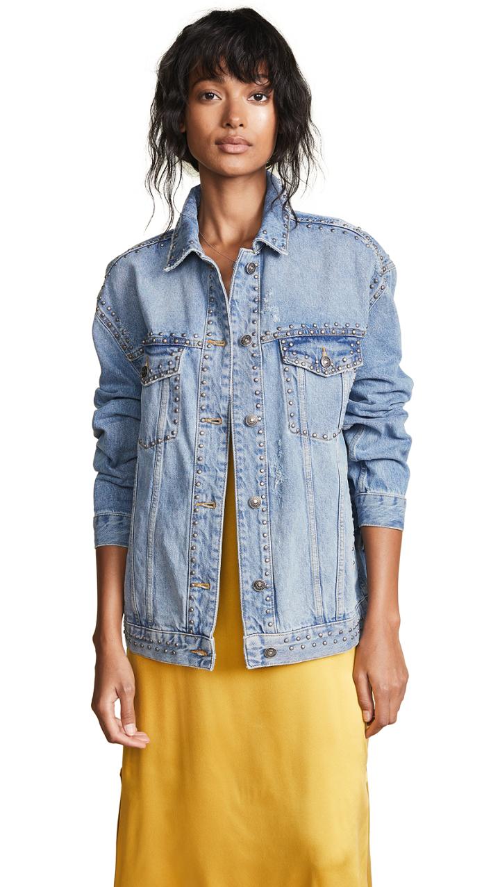 Free People Studded Trucker Jacket