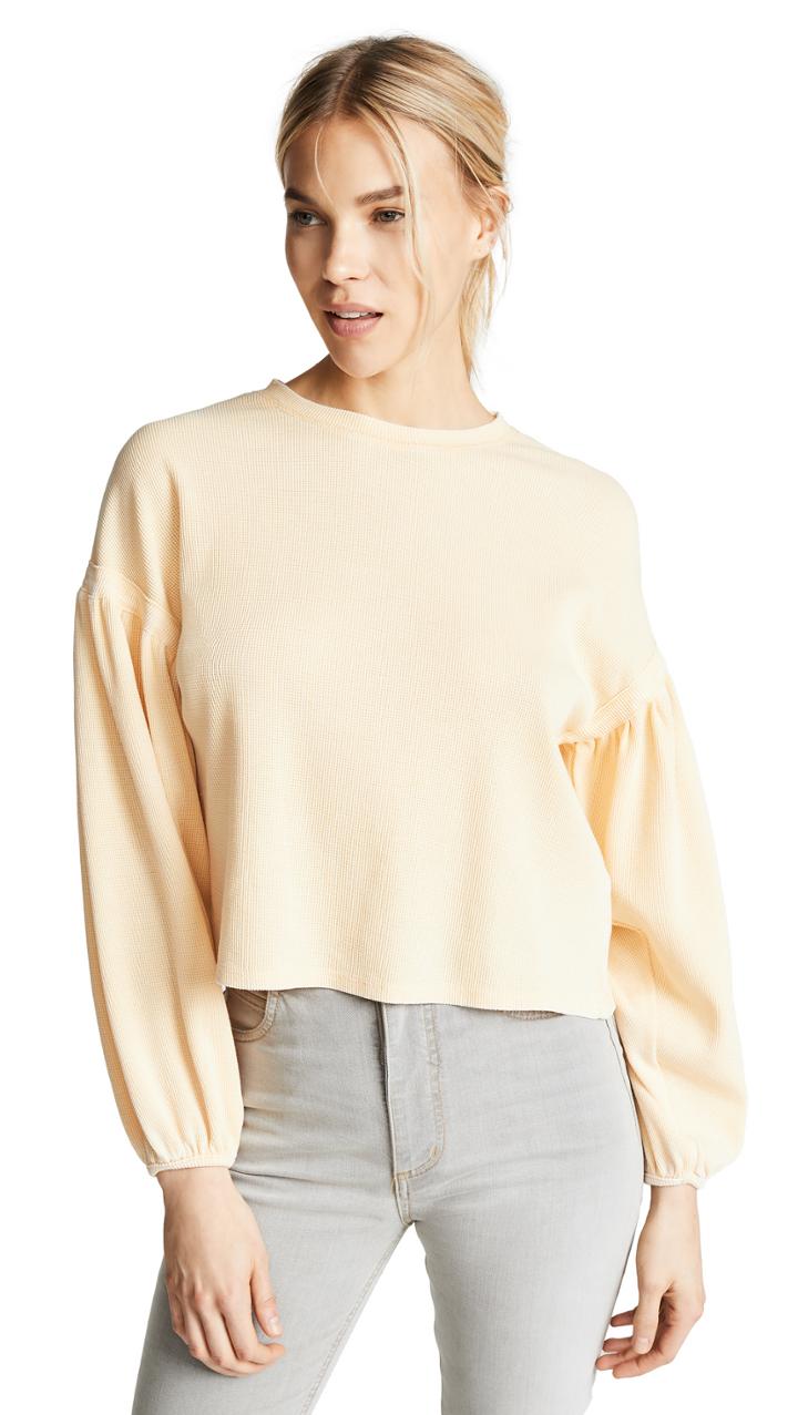 Z Supply The Gathered Sleeve Waffle Top