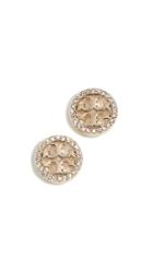 Tory Burch Crystal Logo Circle Stud Earrings