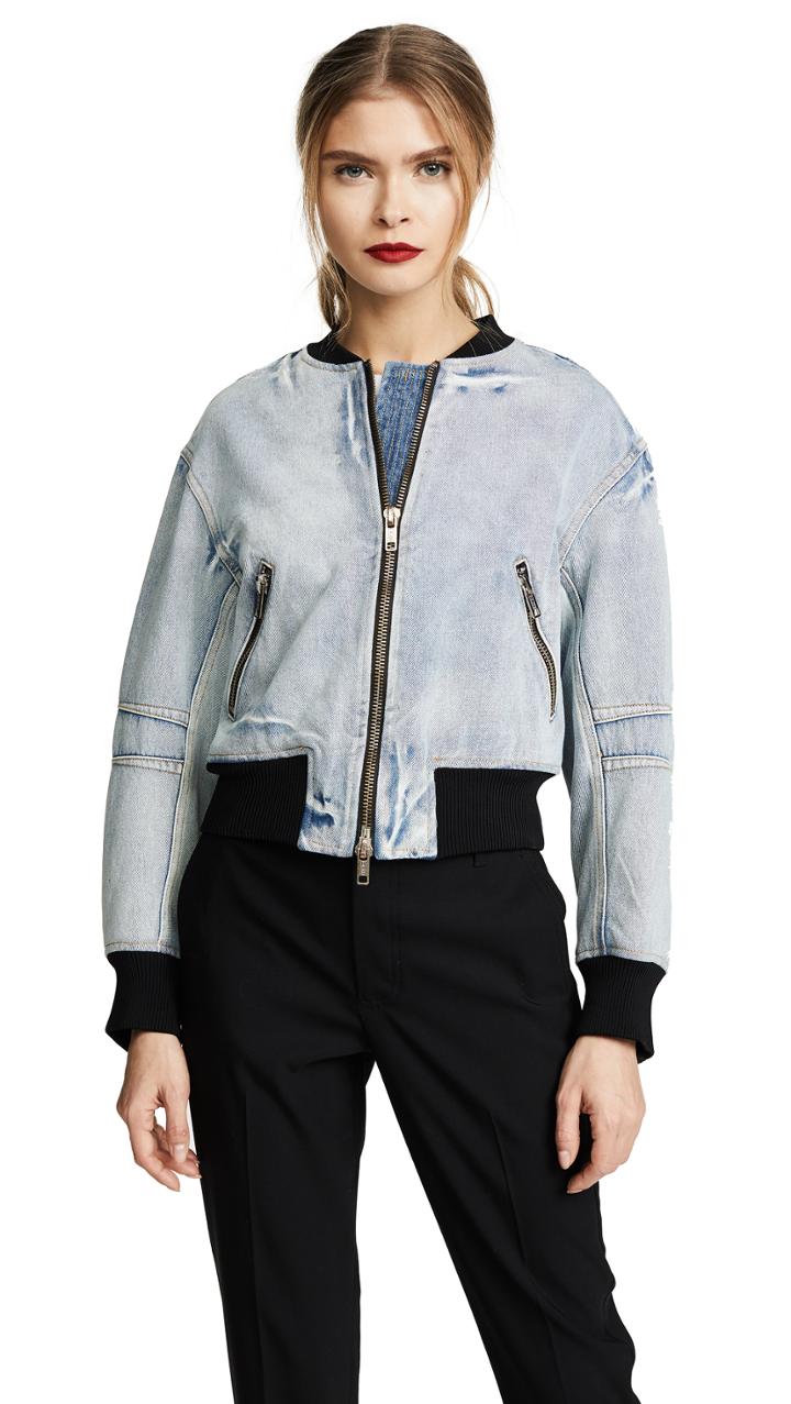 3 1 Phillip Lim Denim Bomber Jacket With Zip