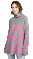 Autumn Cashmere Breton Stripe Funnel Neck Cashmere Sweater