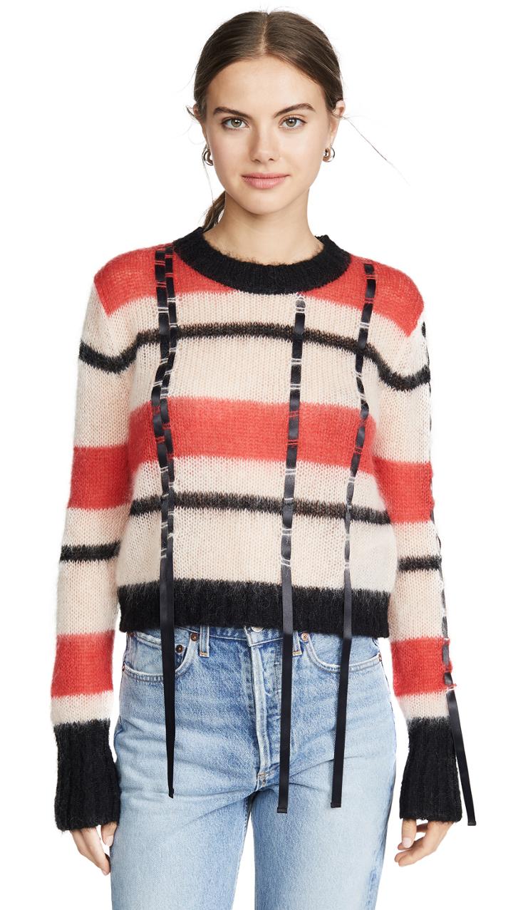 3 1 Phillip Lim Mohair Striped Crew Neck Pullover