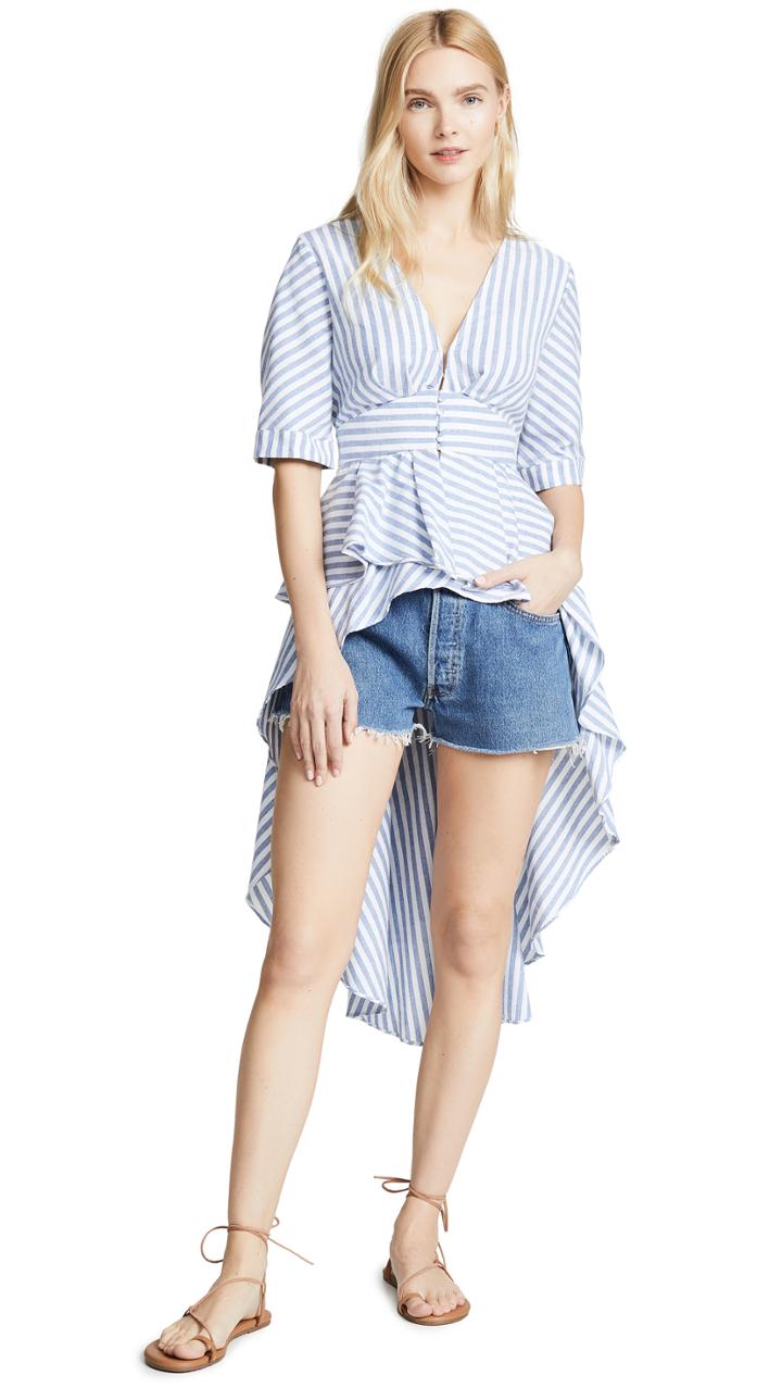 English Factory Striped High Low Top