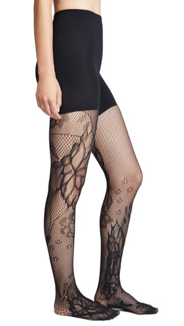 Spanx Fishnet Floral Mid Thigh Shaping Tights