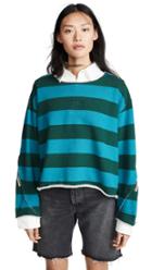 Facetasm Collared Striped Sweatshirt