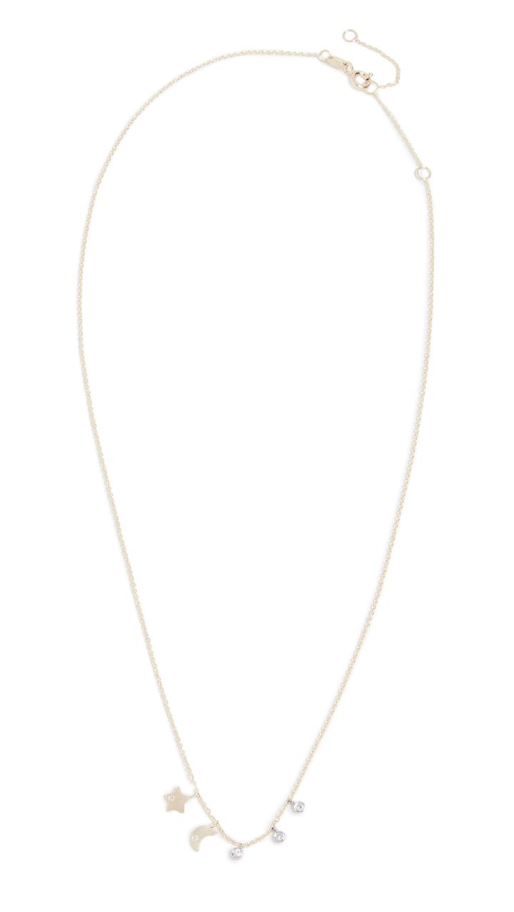 Meira T Moon And Stars Diamond Necklace