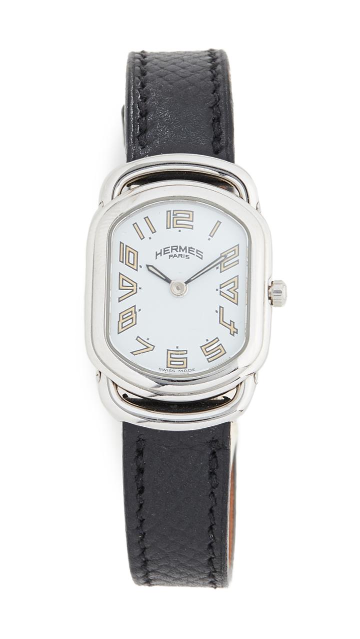 What Goes Around Comes Around Hermes Black Leather Watch