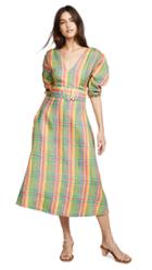 Nicholas Gathered Sleeve Plaid Dress