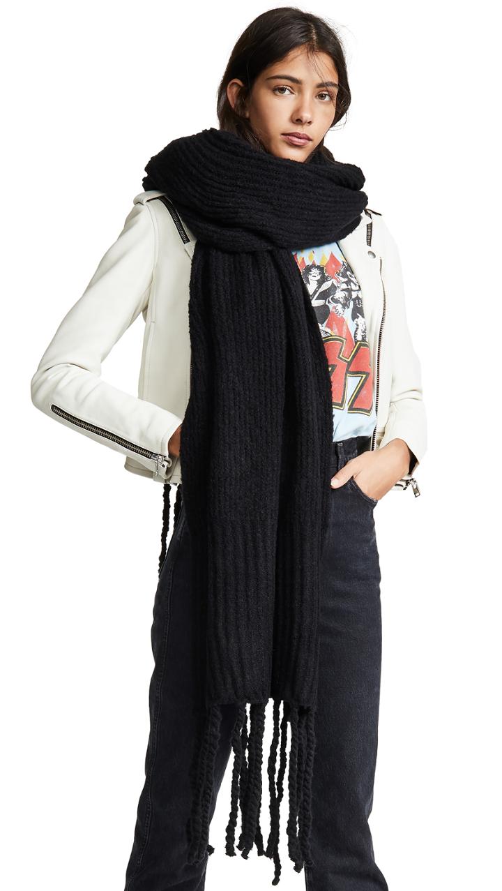 Free People Jaden Ribbed Fringe Blanket Scarf