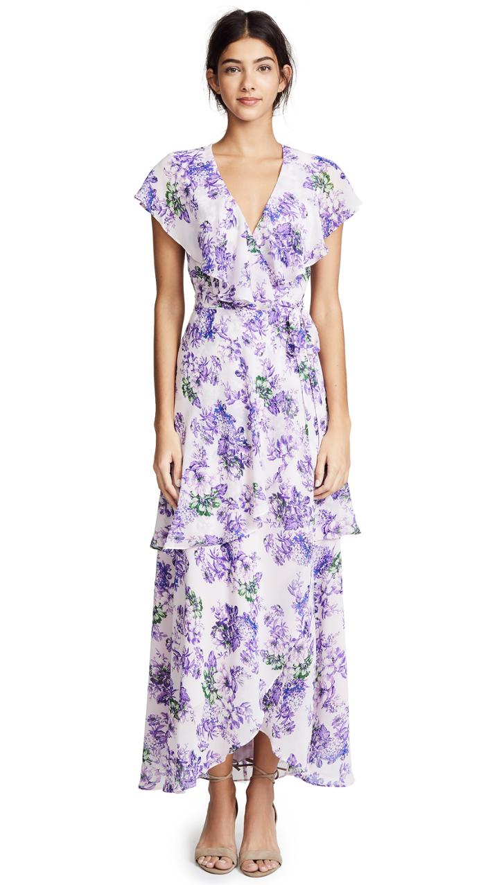 Wayf Polermo Layered Maxi Wrap Dress