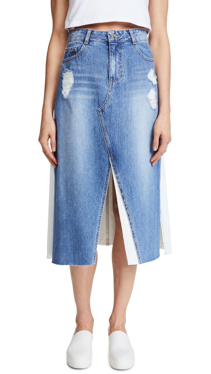 Sjyp Front Long Denim Skirt