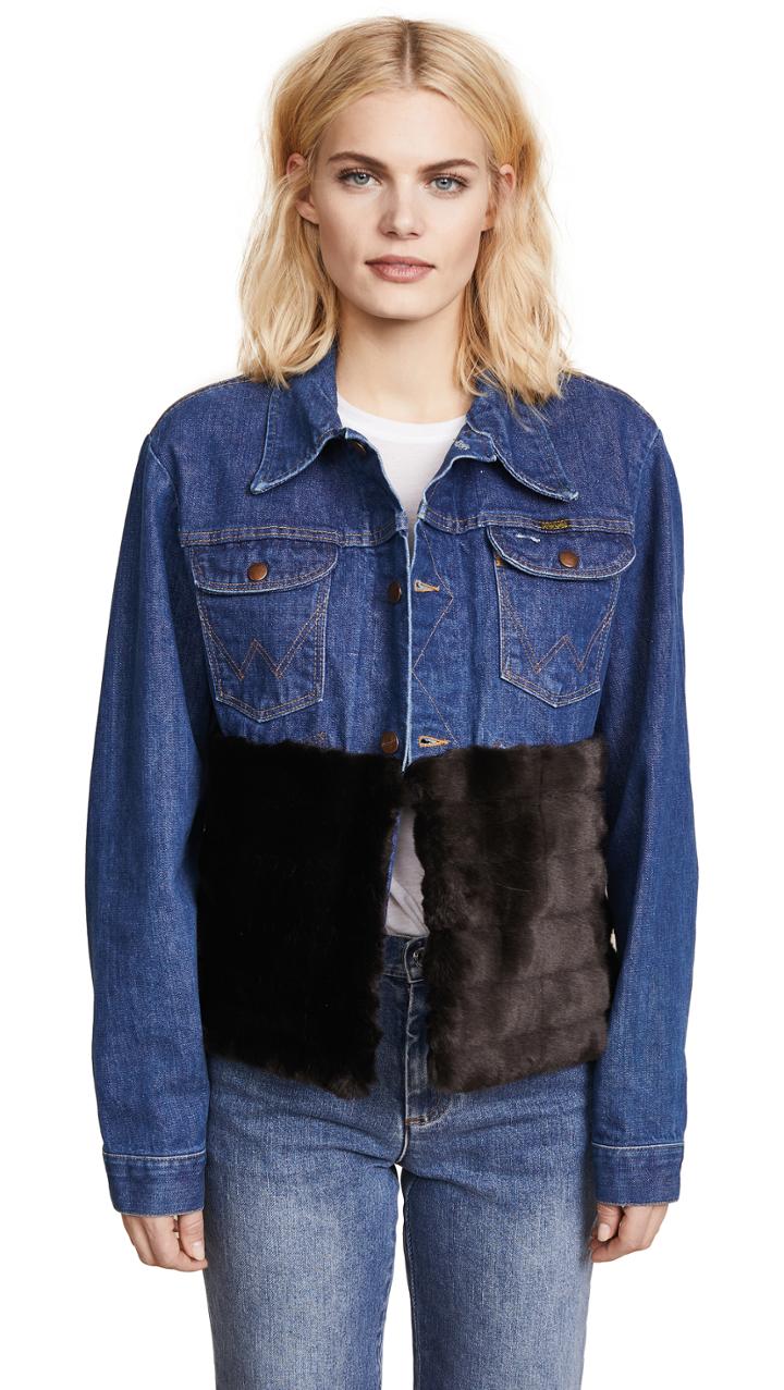 Harvey Faircloth Denim Jacket With Faux Mink
