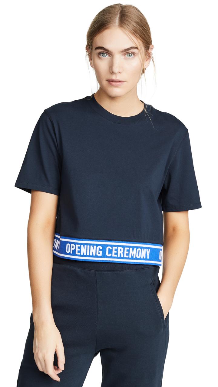 Opening Ceremony Cropped Elastic Logo Tee