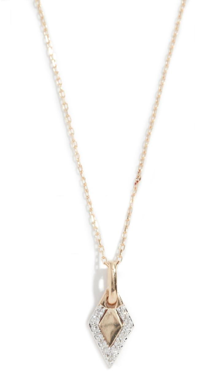 Adina Reyter 14k Tiny Pavé Diamond Dog Tag Necklace