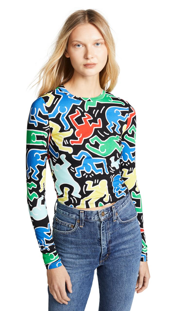 Alice Olivia Keith Haring Delaina Crop Top