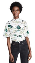 Diane Von Furstenberg Flutter Sleeve Ruched Blouse