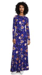 Diane Von Furstenberg Long Sleeve Paneled Floor Length Dress