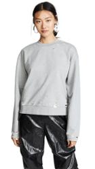 T By Alexander Wang Dry French Terry Distressed Sweatshirt