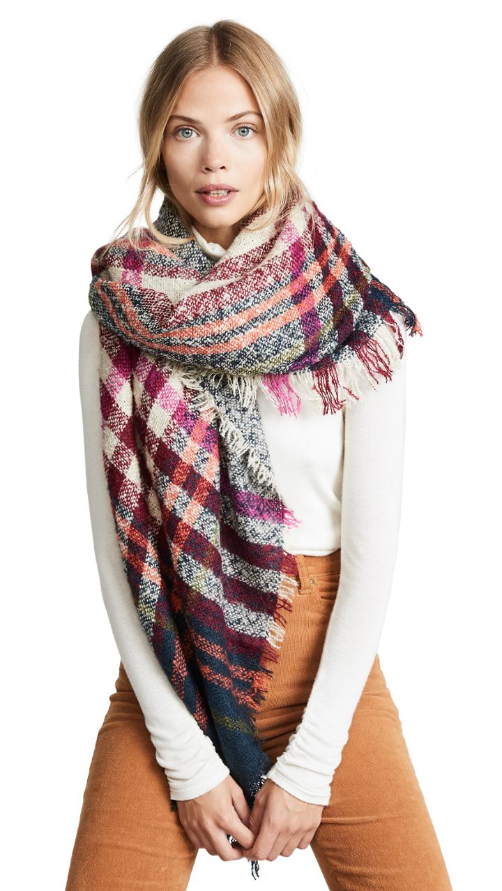 Hat Attack Bright Plaid Blanket Scarf