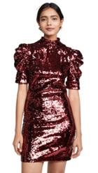 Alice Olivia Brenna Sequin Fitted Puff Sleeve Dress