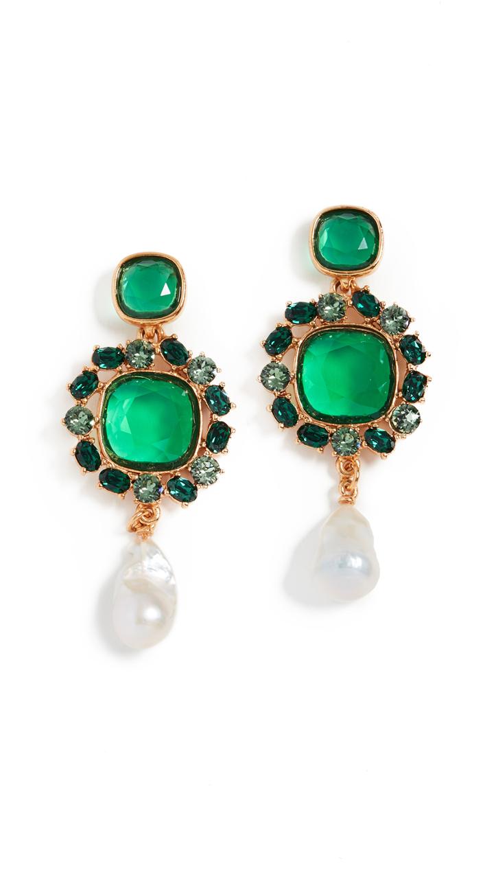Oscar De La Renta Baroque Pearl Jewel Earrings