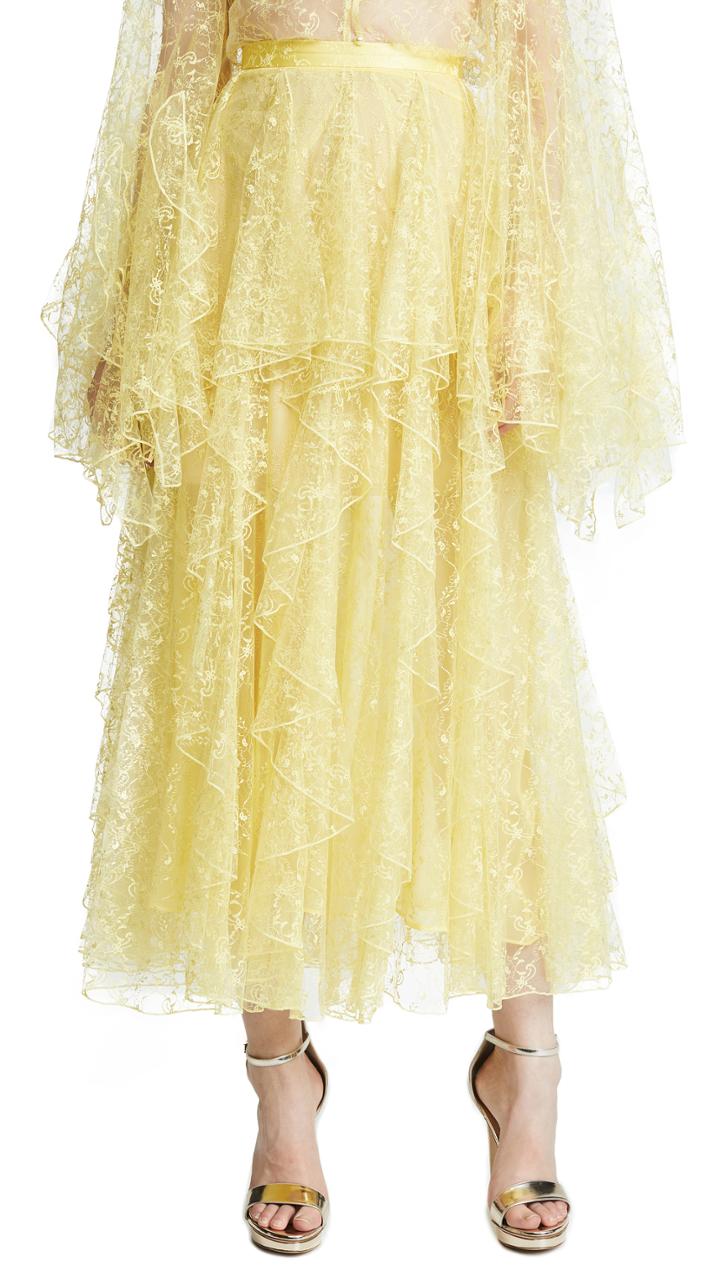 Rodarte Lace Skirt With Vertical Ruffles