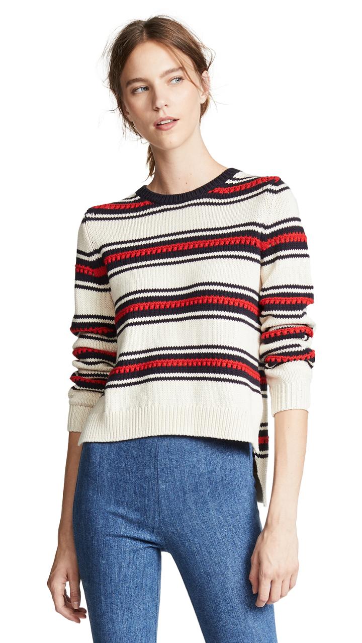 Chinti And Parker Lace Stitch Split Hem Sweater
