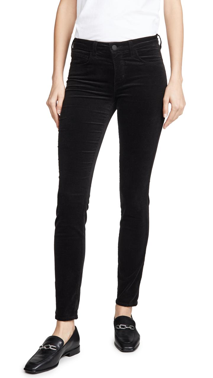 L Agence Marguerite Velvet High Rise Skinny Pants
