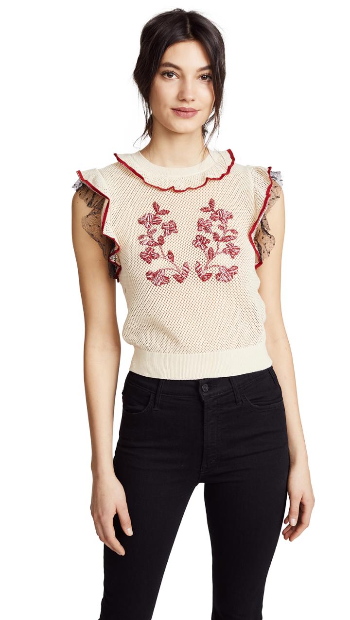 Red Valentino Tiered Shoulder Top
