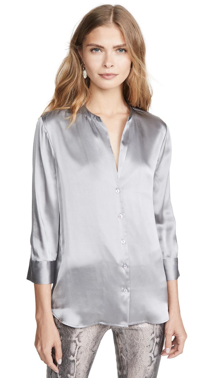 L Agence Aoki Band Collar Blouse