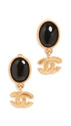 What Goes Around Comes Around Chanel Black And Gold Dangle Earrings