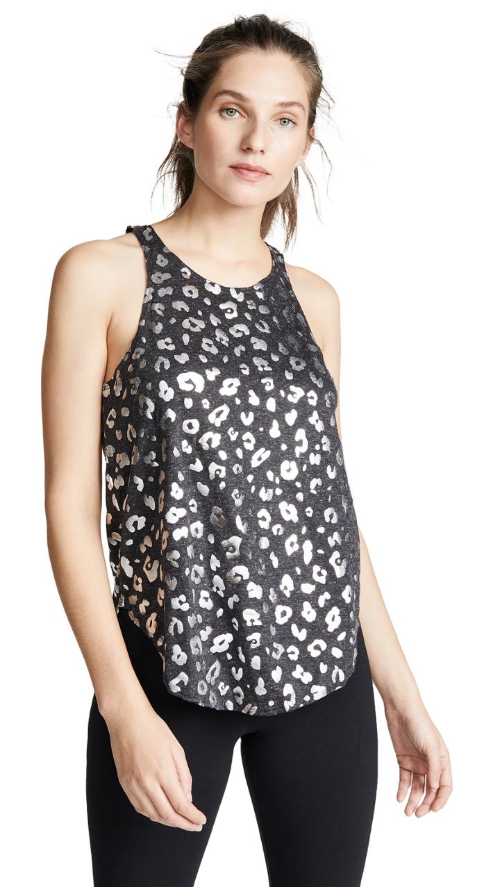 Terez Silver Cheetah Foil Racerback Tank
